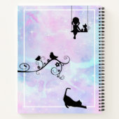 Waterverf Galaxy Cat and Girls Monogram notebook Notitieboek (Achterkant)