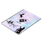 Waterverf Galaxy Cat and Girls Monogram Notitieboek (Linkerzijde)