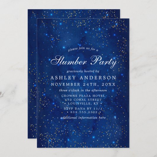 Waterverf Galaxy Cosmic Stars Starr Slumber Party Kaart (Voorkant / Achterkant)