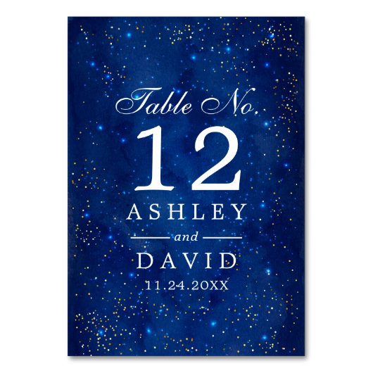 Waterverf Galaxy Cosmic Stars Starry Table Number Kaart (Achterkant)