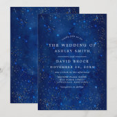 Waterverf Galaxy Cosmic Stars Starry Wedding Kaart (Voorkant / Achterkant)