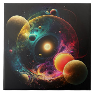 Waterverf Galaxy Fractal Tegeltje