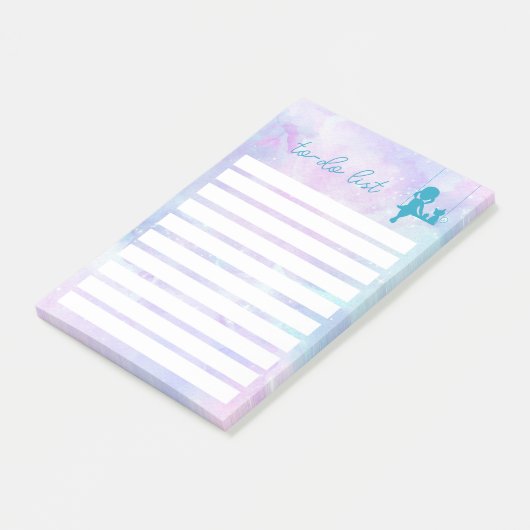 Waterverf Galaxy Kat Meisje Terug Naar School Post-it® Notes (Schuin)