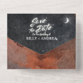 Waterverf Galaxy maanlicht bruiloft All In One Uitnodiging (Achterkant)