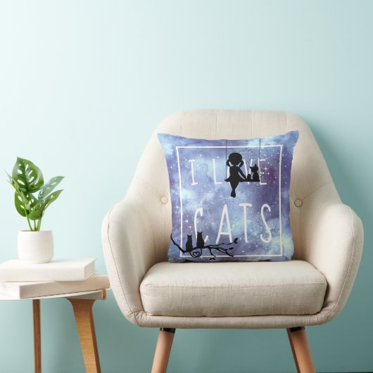 Waterverf Galaxy Meisje Kat Liefhebber Kussen (Stoel)