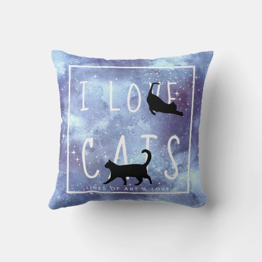 Waterverf Galaxy Meisje Kat Liefhebber Kussen (Achterkant)