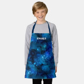 Waterverf Galaxy Nebula Naam Blauw Schort (Gedragen)