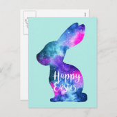 Waterverf Galaxy Rabbit | Easter Feestdagenkaart (Voorkant / Achterkant)