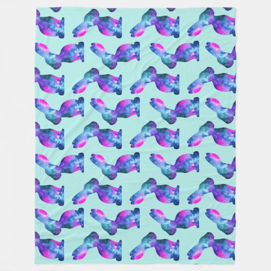 Waterverf Galaxy Rabbit Pattern Fleece Deken (Voorkant)