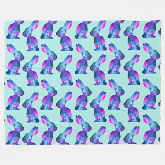 Waterverf Galaxy Rabbit Pattern Fleece Deken (Voorkant (Horizontaal))