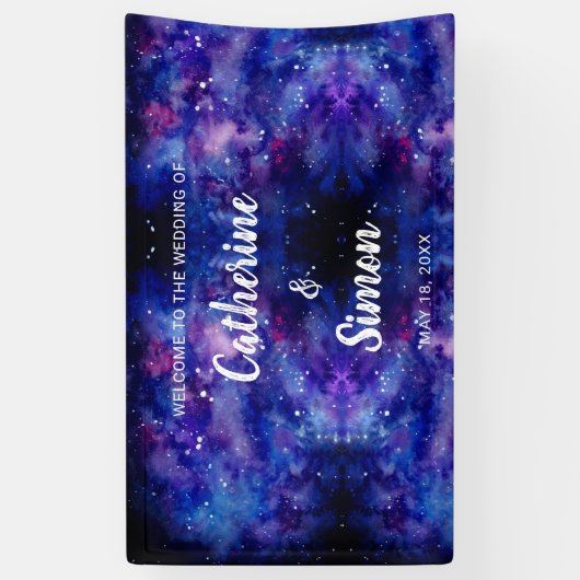 Waterverf Galaxy Welkom Weddenschap Spandoek (Verticaal)