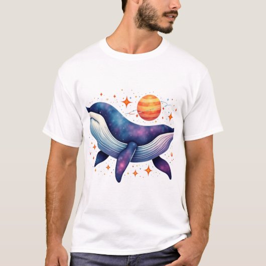 Waterverf Galaxy Whales T-shirt (Voorkant)