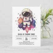 Waterverf Galaxy Wonderland Astronaut Verjaardag Kaart (Staand voorkant)