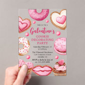 Waterverf Galentine's Cookie Decorating Party Acryl Uitnodigingen (Insitu (Draagbaar))