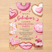 Waterverf Galentine's Cookie Decorating Party Acryl Uitnodigingen (Voorkant)