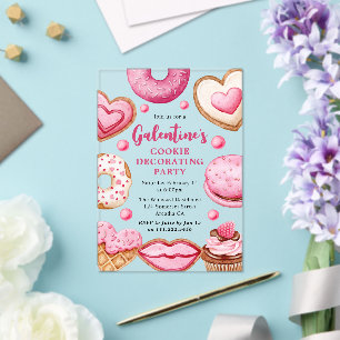 Waterverf Galentine's Cookie Decorating Party Acryl Uitnodigingen