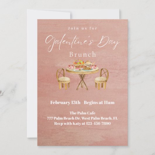 Waterverf Galentine's Day Brunch Uitnodiging (Voorkant)
