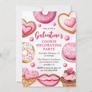 Waterverf Galentine's Feestelijke Cookie Versierin Kaart