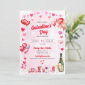 Waterverf Galentine's Valentijnsdag Party Kaart (Staand voorkant)