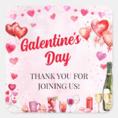 Waterverf Galentine's Valentijnsdag Party Vierkante Sticker (Voorkant)