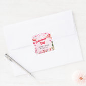 Waterverf Galentine's Valentijnsdag Party Vierkante Sticker (Envelop)