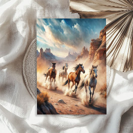 Waterverf galopperende wilde paarden prairie tissuepapier