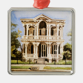 Waterverf Galveston, 1876 Lemeul Burr House Metalen Ornament