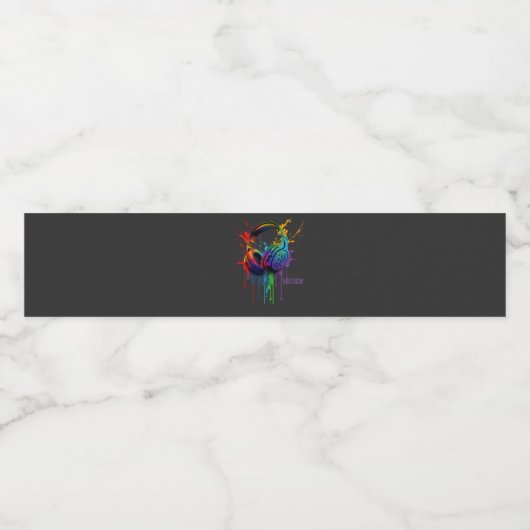 Waterverf gaming headset gepersonaliseerd waterfles etiket (Enkel label)