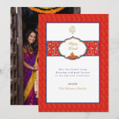 Waterverf Ganesh en Diya Diwali Groeten Feestdagenkaart (Voorkant / Achterkant)