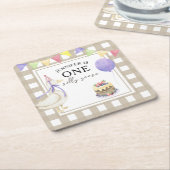 Waterverf Gans 1e verjaardag Kartonnen Onderzetters (Schuin)