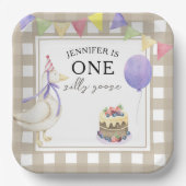 Waterverf Gans 1e verjaardag Papieren Bordje (Voorkant)