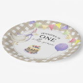 Waterverf Gans 1e verjaardag Papieren Bordje (Gekanteld)