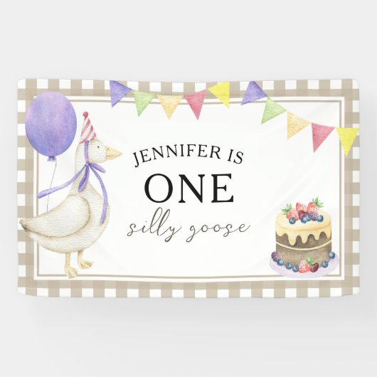 Waterverf Gans 1e verjaardag Welkom Spandoek (Horizontaal)