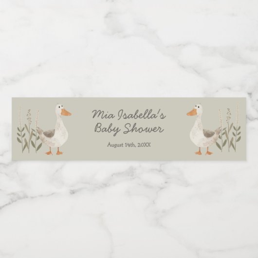 Waterverf Gans Baby shower Waterflesetiket Waterfles Etiket (Enkel label)