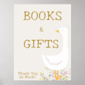 Waterverf Gans Bloemen Baby shower Boeken Geschenk Poster (Voorkant)