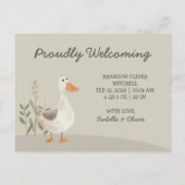 Waterverf Gans Foto Baby Aankondiging - Kaart (Achterkant)