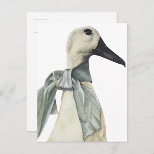 Waterverf Gans in Sjaal Briefkaart (Voorkant / Achterkant)