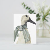 Waterverf Gans in Sjaal Briefkaart (Staand voorkant)