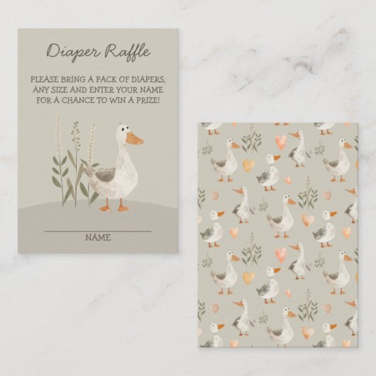 Waterverf Gans Schattige Luier Raffle Behuizing Ka Informatiekaartje (Voorkant / Achterkant)