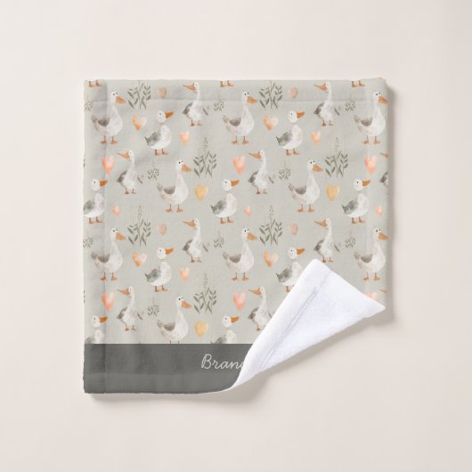 Waterverf Ganzen - handdoekset Bad Handdoek (Wasdoekje)