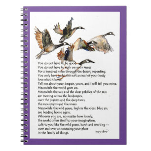 waterverf ganzen met het gedicht van mary oliver notitieboek