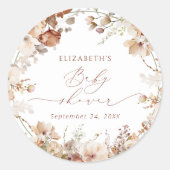 Waterverf Garden Boho Floral Baby shower Ronde Sticker (Voorkant)
