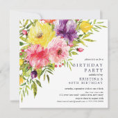 Waterverf Garden Floral Birthday Party Invitation Kaart (Voorkant)