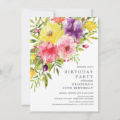 Waterverf Garden Floral Birthday Party Invitation Kaart (Voorkant)