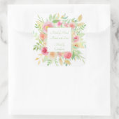 Waterverf Garden Floral Lijst Vierkante Sticker (Tas)