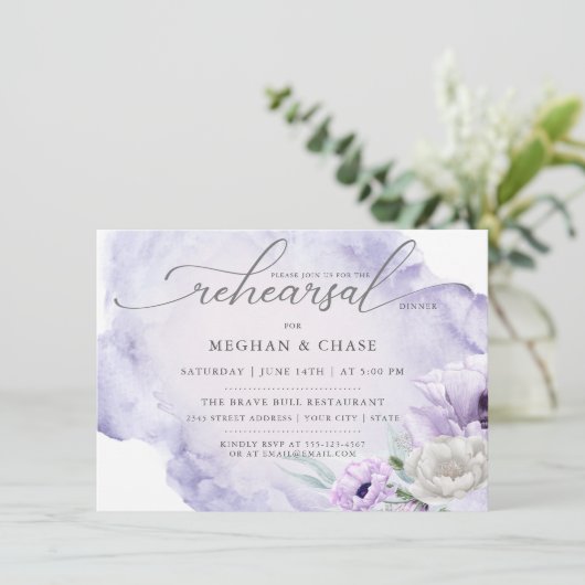 Waterverf Garden Floral Lila papaver Kaart (Staand voorkant)