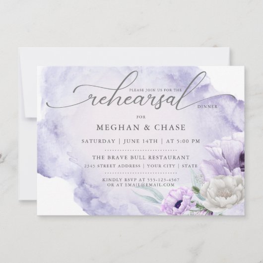 Waterverf Garden Floral Lila papaver Kaart (Voorkant)