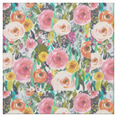 Waterverf Garden Floral Stof (Close Up)