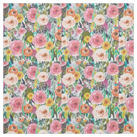 Waterverf Garden Floral Stof (Swatch)