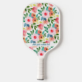Waterverf Garden Flowers Aangepaste tekst Pickleball Paddle (Achterkant)